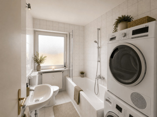 Tageslichtbad mit Badewanne eingerichtet - 
