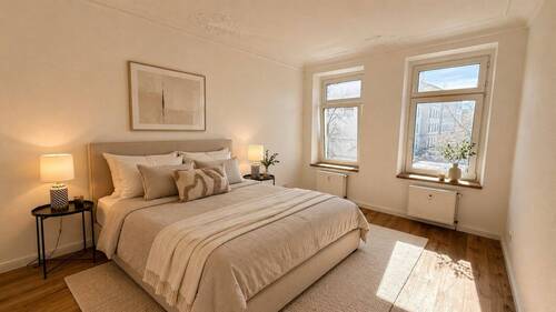 Schlafzimmer (eingerichtet) - 3 Zimmer Etagenwohnung in Leipzig