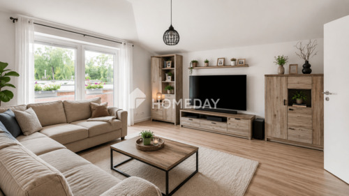 Wohnzimmer 1 ViSta - Moderne Vierzimmerwohnung mit Terrasse und Gartenanteil - Energieeffizienzklasse A+