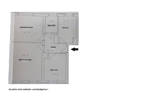 Grundriss - Kleine 3-Zimmer-Wohnung in schöner und ruhiger Lage von RudolstadtCumbach