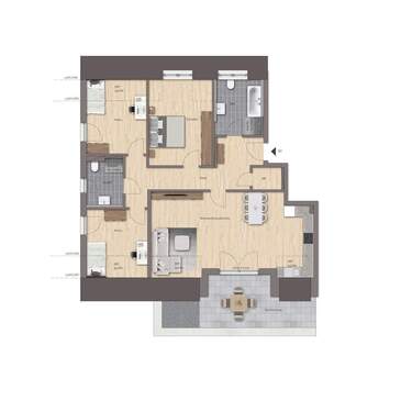 Traumwohnung mit großer Dachterrasse - 4 Zimmer Etagenwohnung zum Kaufen in Roth