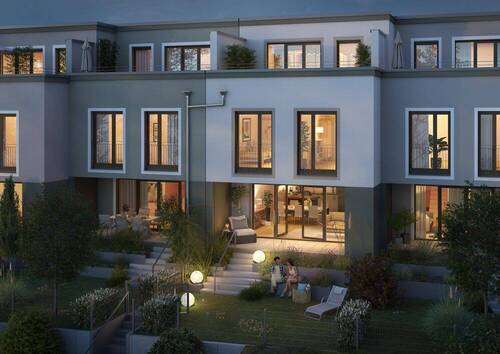 Vorderansicht Nacht - Reihenmittelhaus mit 158,00 m&sup2; in Würzburg zur Miete