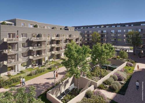 Außenvisualisierung 3 - Barrierefreie 3-Zimmer-Wohnung mit ca. 94 m² samt Dusche , Gäste-WC und Balkon