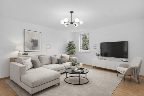 Wohnzimmer visualisiert - 2 Zimmer Etagenwohnung in Berlin