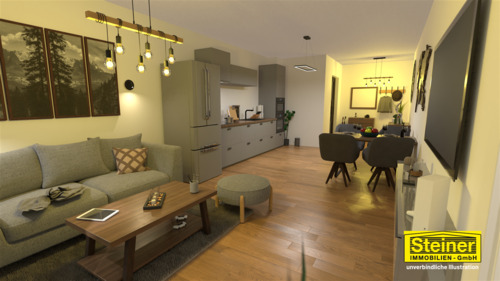 Illustration Wohnzimmer - 3 Zimmer Etagenwohnung in Garmisch-Partenkirchen