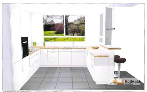 offene Küche mit Bar-Theke - 4 Zimmer Doppelhaushälfte in Esslingen am Neckar