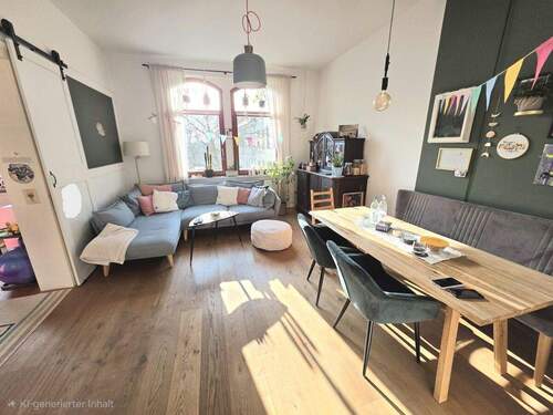 Wohnzimmer - 4ZKB, Balkon, Gäste-WC, SP in zentraler Lage von Kirchditmold saniert, Denkmalobjekt