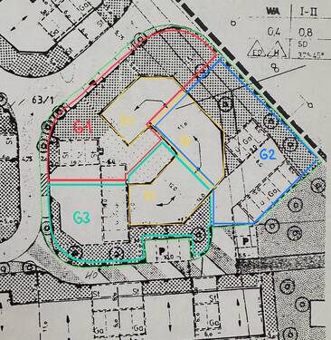 Beispielhafte Aufteilung in 3 x 722 m² - 