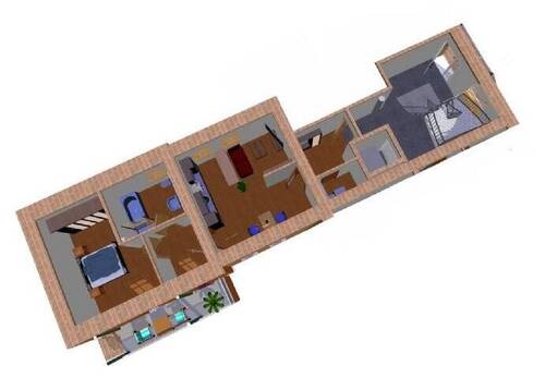 Mühlenhof Limberg 3D Ansicht Wohnung 4 - Moderne 2-Raumwohnung mit 72m² und Balkon in naturnaher Wohnlage (MHLWH4)