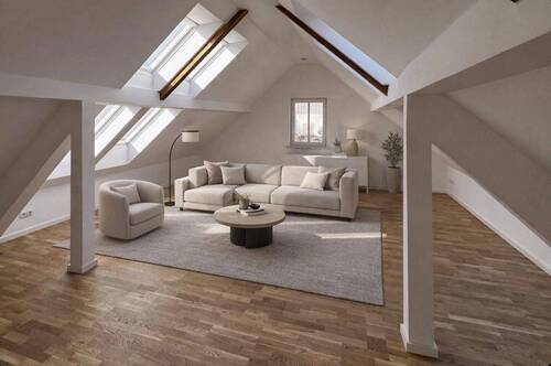 Wohnzimmer (Vorschlag) - 2 Zi. Dachgeschoß-Studio von Privat o. Provision