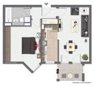 Grundriss WE 10 möbliert - 