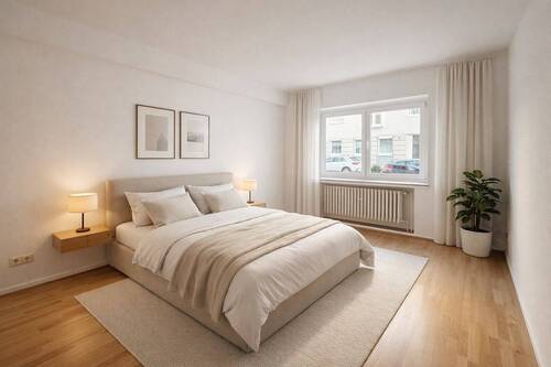 Schlafzimmer ( Staged ) - 2 Zimmer Etagenwohnung in Düsseldorf