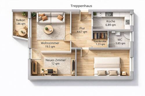 Grundriß -3-Zimmer Option - 