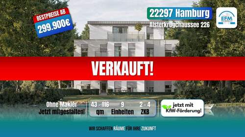 Übersicht Verkauft - ++VERKAUFT++ NEUBAU 2 ZKB MIET-ENERGIESPAREND mit Garten, Alsterzugang & große Terrasse