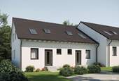Straßenansicht (Rendering) - Ihr neues Zuhause im Grünen - Modernes Reihenmittelhaus nach KfW55