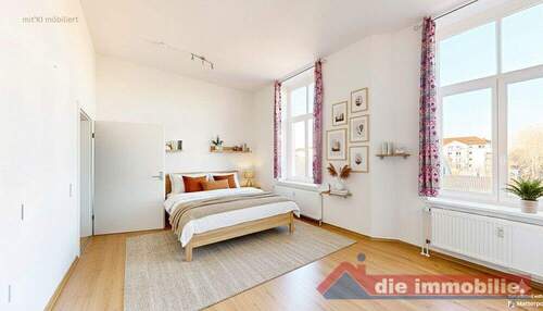 Schlafzimmer mit KI möbiliert - 