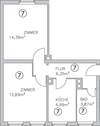 Grundriss 2-Zimmer-Wohnung im 2.OG - 