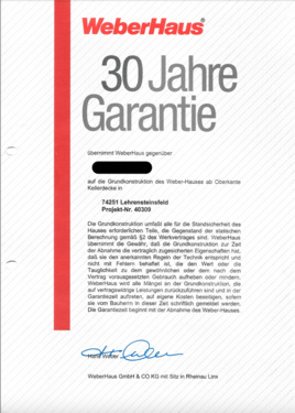 Zertifikat 30 Jahre Garantie - 