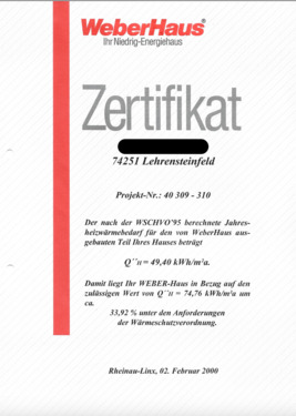 Zertifikat Niedrigenergiehaus - 