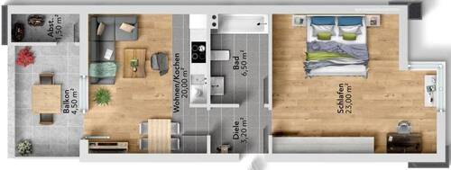 2 helle Zimmer ,Dachterrasse und Garage ETW in Köln-Urbach! - 
