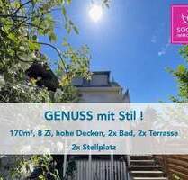 Gross, grün, stilvoll - 8 Zimmer, 2 Bäder u. Fenster neu, Terrassen - Steinbach