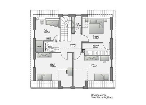 Obergeschoss Beispiel - Einfamilienhaus in Bielefeld