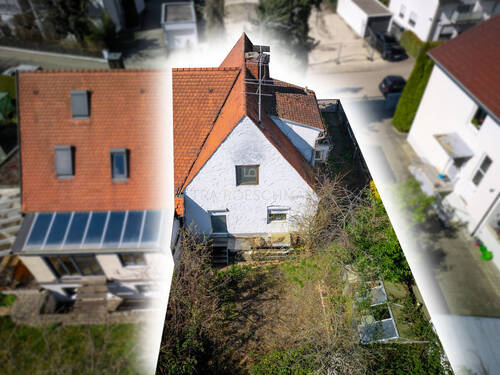 Drohnenaufnahme Südseite - LIEBHABEROBJEKT im 'Alten Westviertel': 255 qm eingewachsenes Grundstück mit DHH-Altbestand