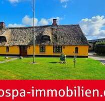 Charmante Reetdachkate mit Doppelgarage, Einzelgarage und gepflegtem Garten - Treia