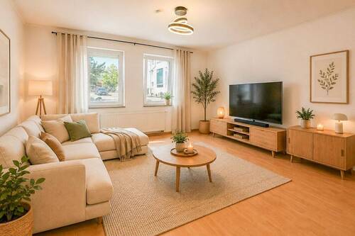 Wohnzimmer KI-generiert - Sofort bezugsfrei: Großzügige 3-Zimmer-Wohnung mit viel Platz zum Entfalten in Stuttgart-Münster