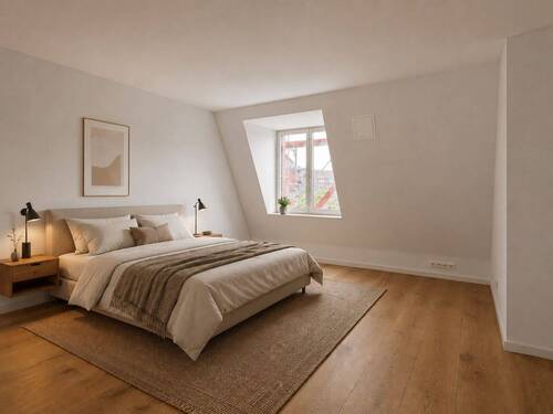 Schlafen_Visualisierung - 3 Zimmer Etagenwohnung zur Miete in Hannover / Linden-Mitte