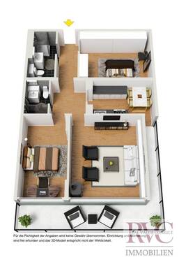 Plan 3D möbliert - 3 Zimmer Etagenwohnung zum Kaufen in Bad Reichenhall