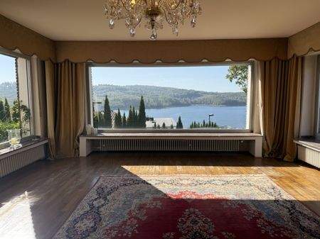 Wohnzimmer mit Seeblick - TOP: Einmaliger Seeblick in Sundern-Langscheid am Sorpesee: Einfamilienhaus mit Garten & Garage