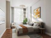 Helles Zimmer mit Loggia in Richtung Garten - Beispielmöbierung als Schlafzimmer - 4 Zimmer Etagenwohnung in Berlin-Lichterfelde