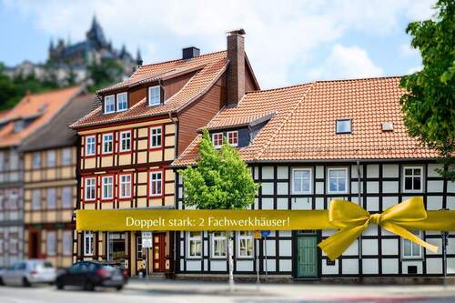 2 Häuser im Doppelpack Bild - Fachwerk-Duo mit Garten, Kamin, Carport - Wohnen, Arbeiten & Vermieten in Toplage von Wernigerode!