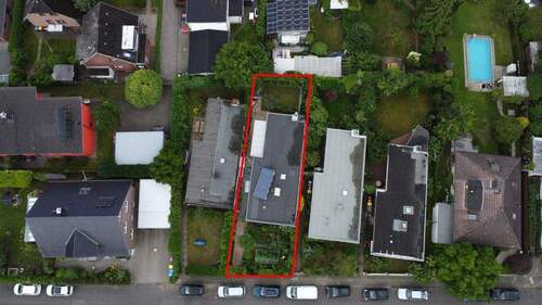 Vogelperspektive Grundstück - 3 Zimmer Bungalow zum Kaufen in Hamburg Rahlstedt
