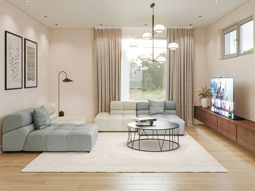 Beispiel-Wohnzimmer - 6 Zimmer Reihenendhaus in München