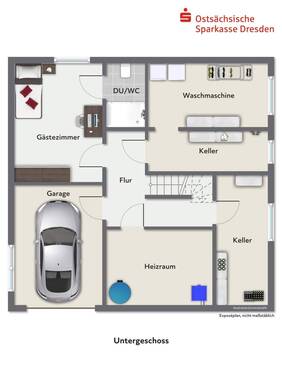 Untergeschoss möbliert - 