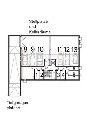 Tiefgarage, Stellplätze, Kellerräume - 4 Zimmer Etagenwohnung in Moers
