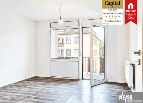 Wohnzimmer mit Balkon - Leerstehende 3-Zimmer Wohnung in zentraler Lage nähe Ringpark