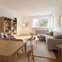 Wohnzimmer möbliert - 3 Zimmer Etagenwohnung in München