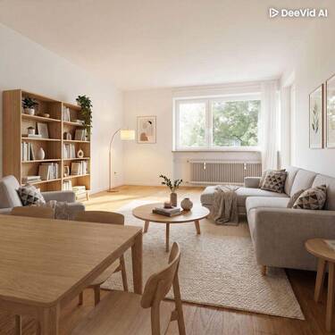Wohnzimmer möbliert - 3 Zimmer Etagenwohnung in München