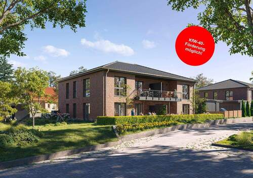 Ansicht Terrassenseite - 3 Zimmer Neubauwohnung mit Süd-Westterrasse WE01