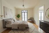 Schlafzimmer mit Einrichtungsbeispiel - Exklusives Neubau-Refugium in Potsdam: Stilvolle 2-Zimmer-Wohnung