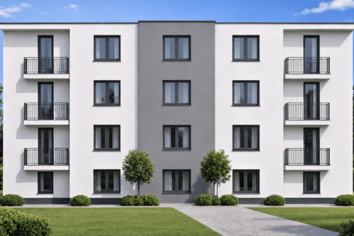 Ansicht West (ähnlich) - NEUBAU ERSTBEZUG moderne 4-Zimmer-ETW mit Balkon