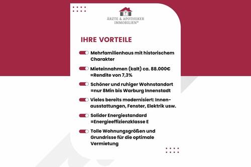 Vorteile - 4 Zimmer Mehrfamilienhaus, Wohnhaus zum Kaufen in Warburg