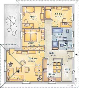 Bungalow Anita 4 Z 102m.jpg - 4 Zimmer Bungalow zum Kaufen in Wulkenzin