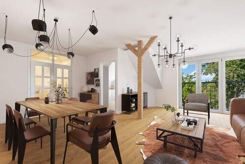 Wohnzimmer visualisiert - Loftartiges Wohnen über den Dächern von Groß Flottbek