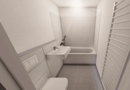Badezimmer nach Sanierung - 3 Zimmer Etagenwohnung in Cölpin