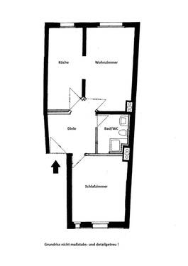 Grundriss - 2-Zimmer-Wohnung in zentraler Wohnlage von Rudolstadt; Personenaufzug im Haus !