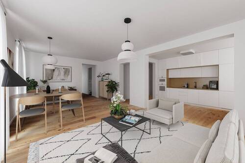 Wohn-Essbereich mit Küche - 3 Zimmer Etagenwohnung zur Miete in Sindelfingen